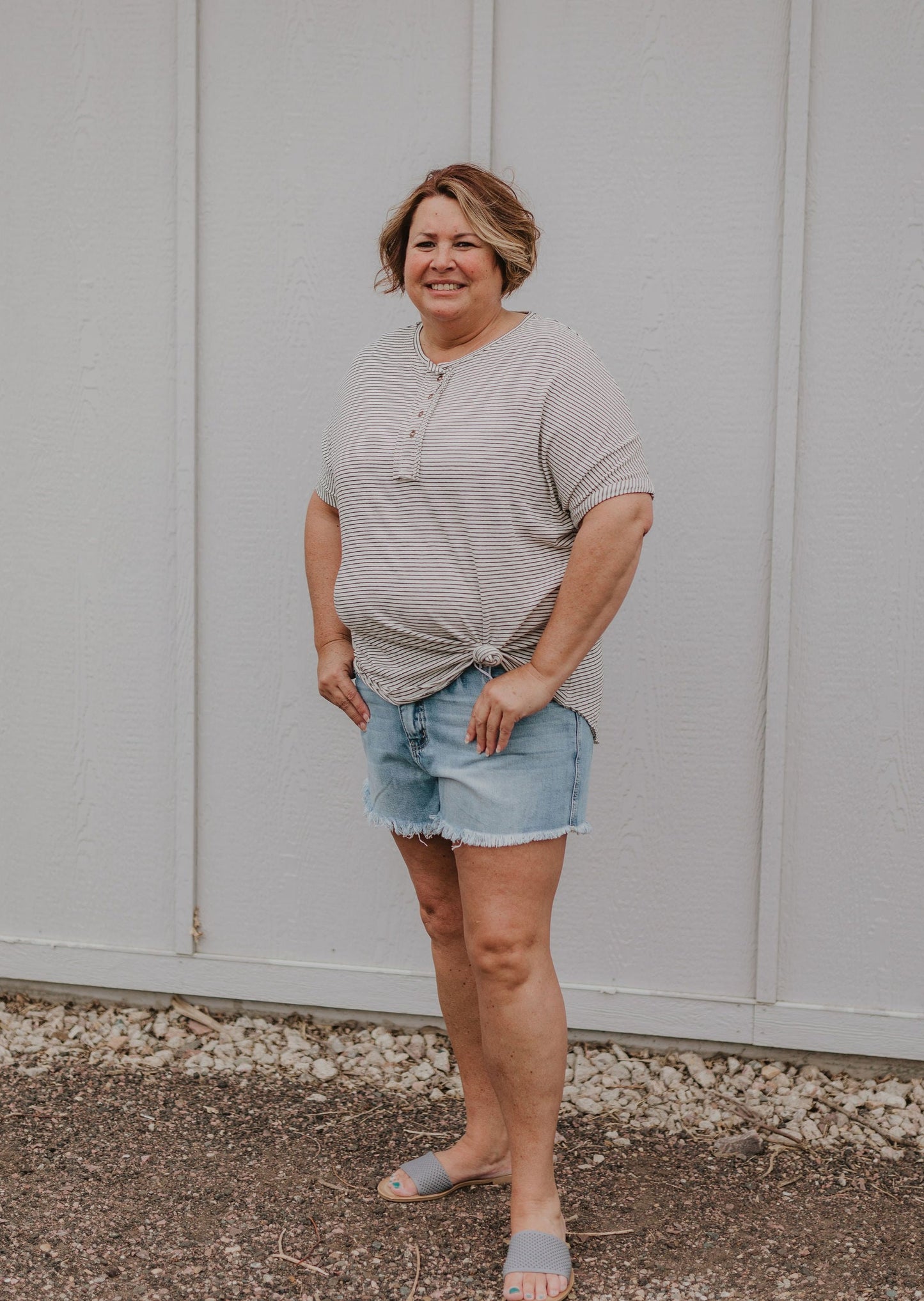 DREW CURVY STRIPED TOP