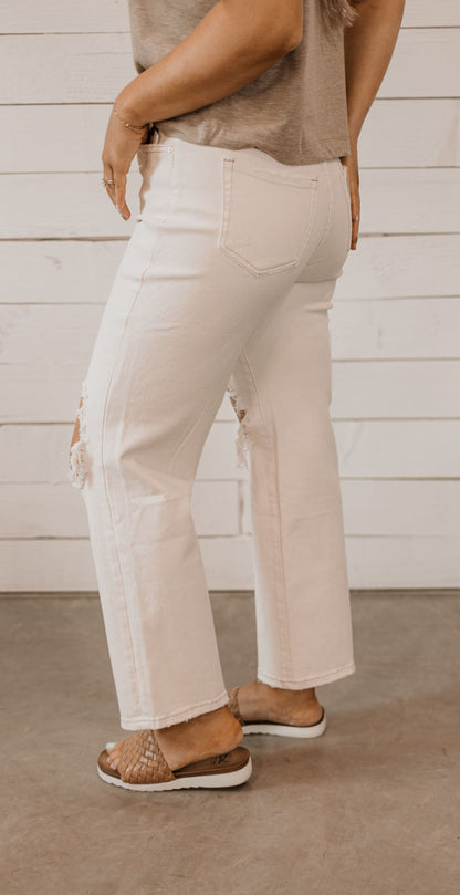 JAZMYN CREAM SUPER HIGH DISTRESSED DENIM BY IVY & CO